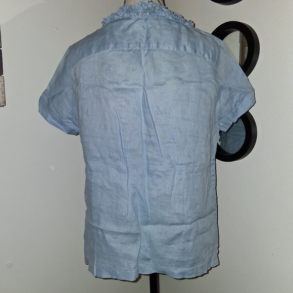 Talbots Linen Ruffle V-Neck Top - Picture 6 of 8